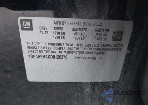 2013 Cadillac Ats Standard из США, поврежденный, VIN 1G6AA5RAXD0126370